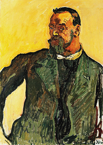 Self Portrait in Green Smock 1917 - Ferdinand Hodler reproduction oil painting