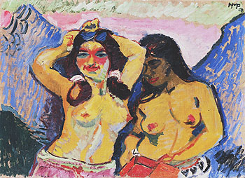Two Girls 1909 - Max Pechstein reproduction oil painting