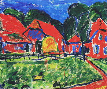 Red Houses 1908 - Erich Heckel reproduction oil painting