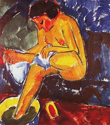 Girl at Her Toilet 1912 - Karl Schmidt-Rottluff reproduction oil painting