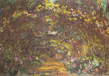 Path in the Rose Garden at Giverny c1920 - Claude Monet reproduction oil painting