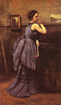 Woman in Blue 1874 - Jean-baptiste Corot reproduction oil painting