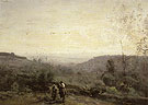 Horseman Setting Sun 1853 - Jean-baptiste Corot reproduction oil painting