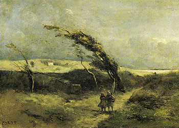 Windswept Landscape c1865 - Jean-baptiste Corot reproduction oil painting