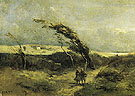 Windswept Landscape c1865 - Jean-baptiste Corot reproduction oil painting