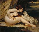 Nude Woman with Dog 1868 - Gustave Courbet reproduction oil painting