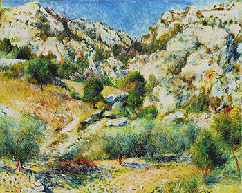 Rocky Crags at Lestaque 1882 - Pierre Auguste Renoir reproduction oil painting