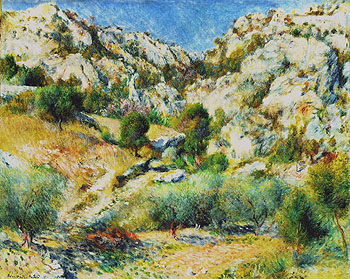 Rocky Crags at Lestaque 1882 - Pierre Auguste Renoir reproduction oil painting