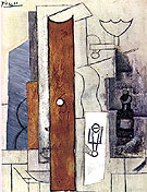 Guitar Gas Jet and Bottle 1913 - Pablo Picasso reproduction oil painting