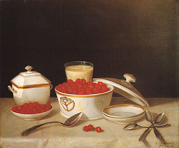 Strawberries Cream and Sugar 1850 - John F Francis reproduction oil painting
