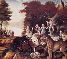 Peaceable Kingdom c1830 - Edward Hicks reproduction oil painting