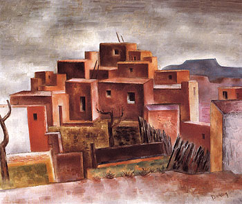 Pueblo Village - Andrew Dasburg reproduction oil painting