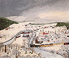 Hoosick Falls NY In Winter 1944 - Grandma Moses reproduction oil painting