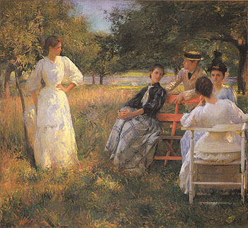 In the Orchard 1891 - Edmund Tarbell reproduction oil painting