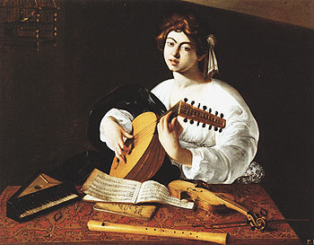 Lute Player c1596 - Caravaggio reproduction oil painting