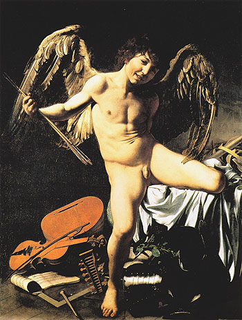 Victorious Cupid 1602 - Caravaggio reproduction oil painting
