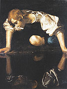 Narcissus c1598 - Caravaggio reproduction oil painting