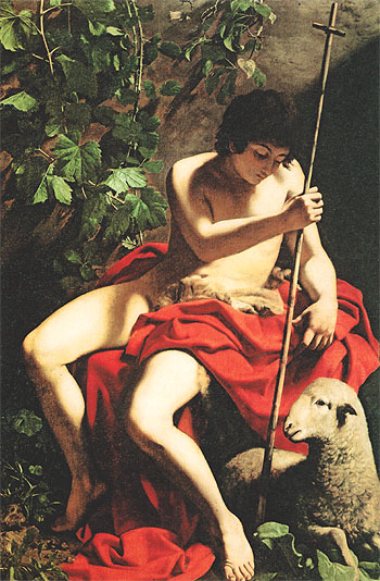 Saint John the Baptist c1597 - Caravaggio reproduction oil painting