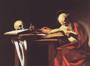 Saint Jerome Writing c1606 - Caravaggio reproduction oil painting
