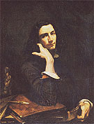 Self Portrait Man with Leather Belt c1845 - Gustave Courbet reproduction oil painting