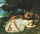 Young Women on the Banks of the Seine 1856 - Gustave Courbet reproduction oil painting