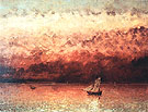 Sunset on Lake Geneva c1876 - Gustave Courbet reproduction oil painting