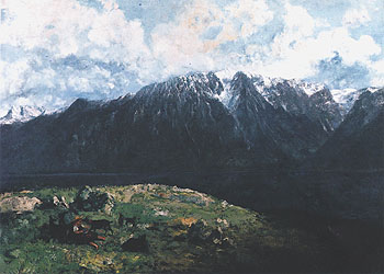 Panoramic View of the Alps La Dent du Midi 1877 - Gustave Courbet reproduction oil painting