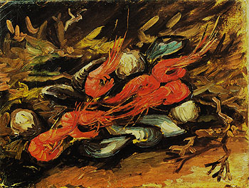 Still Life with Mussels and Shrimps 1886 - Vincent van Gogh reproduction oil painting