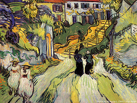 Village Street and Steps in Auvers 1890 - Vincent van Gogh reproduction oil painting