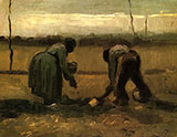 Peasant Man and Woman Planting Potatoes Nuenen 1885 - Vincent van Gogh