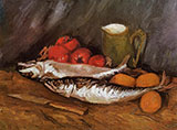 Still Life with Mackerels Lemons and Tomatoes 1886 - Vincent van Gogh reproduction oil painting