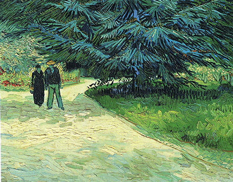 Park with a Couple and a Blue Fir Tree 1888 - Vincent van Gogh reproduction oil painting