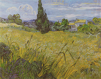 Green Wheat Field with Cypress Saint Remy June 1889 - Vincent van Gogh reproduction oil painting