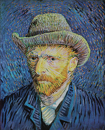 Self Portrait with Grey Felt Hat 1887 - Vincent van Gogh reproduction oil painting