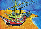 Boats at Les Saintes Maries 1888 - Vincent van Gogh reproduction oil painting