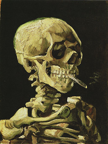 Skull of a Skeleton with Burning Cigarette winter c1885 - Vincent van Gogh reproduction oil painting