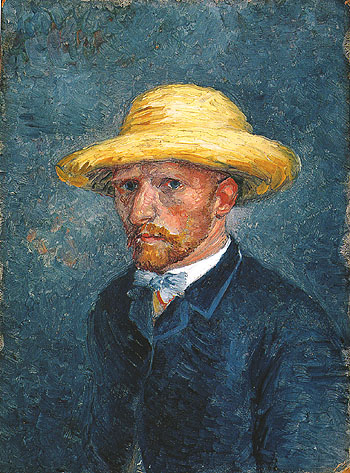 Self Portrait with Straw Hat 1887 - Vincent van Gogh reproduction oil painting