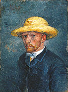 Self Portrait with Straw Hat 1887 - Vincent van Gogh reproduction oil painting