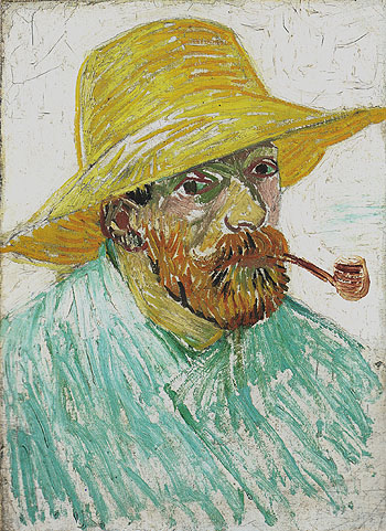 Self Portrait with Straw Hat 1887 - Vincent van Gogh reproduction oil painting