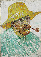 Self Portrait with Straw Hat 1887 - Vincent van Gogh reproduction oil painting