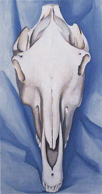 Horses Skull On Blue 1931 - Georgia O'Keeffe reproduction oil painting
