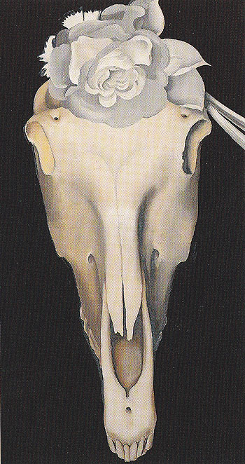 Horses Skull On Black 1931 - Georgia O'Keeffe reproduction oil painting