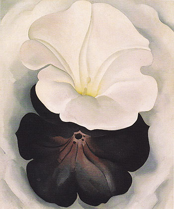 Black Petunia And White Morning Glory 2 1926 - Georgia O'Keeffe reproduction oil painting