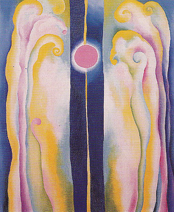 Pink Moon And Blue Lines 1923 - Georgia O'Keeffe reproduction oil painting