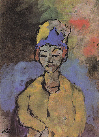 Woman in a Blue Hat - Emile Nolde reproduction oil painting