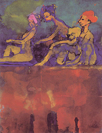 Scene with Four Figures - Emile Nolde reproduction oil painting