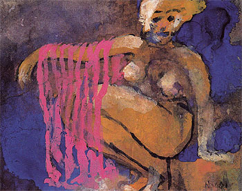 Crouching Nude - Emile Nolde reproduction oil painting