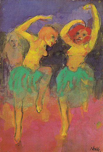 Two Dancers Redhead and Blonde - Emile Nolde reproduction oil painting