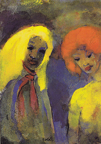 Two Women Yellow and Red Hair - Emile Nolde reproduction oil painting