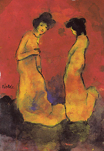 Two Women in Long Gowns - Emile Nolde reproduction oil painting